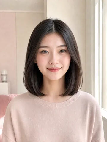 女生 AI 发型转换器预览：锁骨长波波
