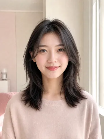 女生 AI 发型转换器预览：柔和狼尾