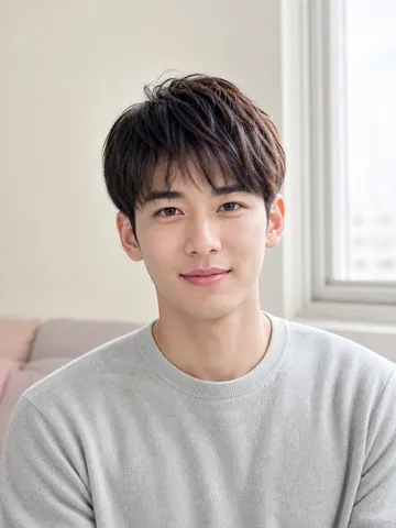用于展示男生发型预设的成年男性人像