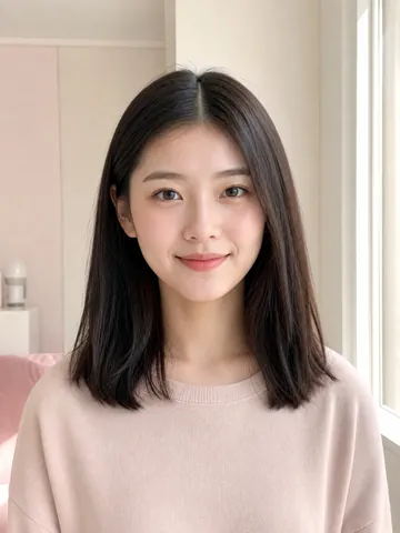 用于展示女生发型预设的成年女性人像